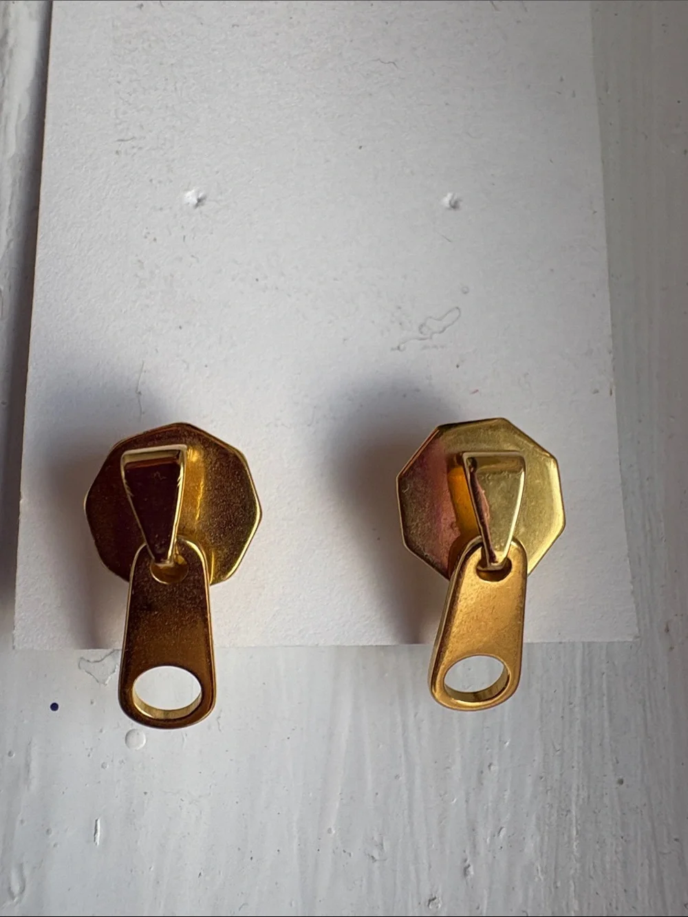 Gold-Tone Zipper Earrings Posts